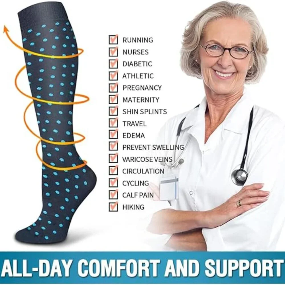 6 Pairs Compression Socks for Men and Women Compression Stocking( Large/XLarge) - Picture 3 of 3